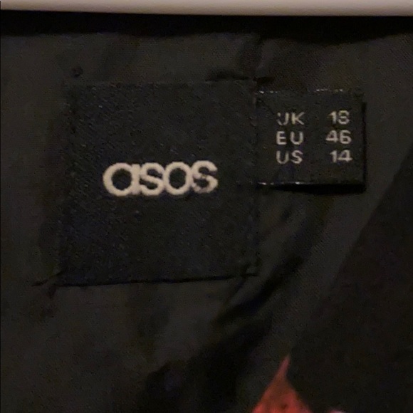ASOS rose print on black party dress 14 - Picture 2 of 4
